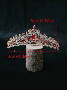 1pc Women's Red Multi-Function Casual Bridal Crown Headdress, Wedding Princess Tiara Headpiece, Luxurious, Elegant And Charming, Suitable For Bridal Photography And Weddings