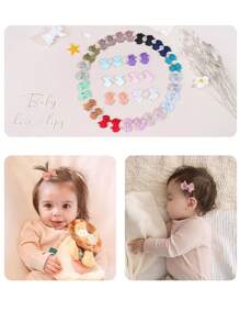 40 piezas Miniclips de lazo, lazos de cinta grosgrán para niñas bebés, pinzas de cabello diminutas para niñas bebés y niñas pequeñas