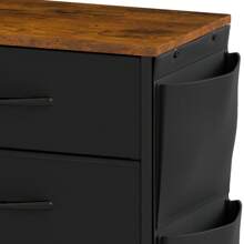 Chest Of Drawers, Dresser With Side Pockets & Hooks, Fabric 5 Drawers With Handles, Metal Frame, Wood Top, For Bedroom,Living Room,Nursery Room,Hallway - Black - View 8