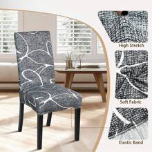 1/4/6 st. tryckta stolsöverdrag i mjölksiden med hög rygg, slumpmässigt mönster, moderna polyestersträckbara, dammtäta och tvättbara överdrag för vardagsrum, matsal, sovrum - Multifärgad - Visa 4