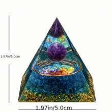 1 pieza Pirámide de arte orón, hecha de cristal de aventurina azul, adecuada para la decoración del hogar, adorno de escritorio, regalo de vacaciones y cumpleaños para familiares y amigos
