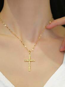 1 件别致的全氧化锆吊坠项链，时尚，自己佩戴或送给朋友和家人爱人的精美礼物（无盒子） - 金黃色 - 查看 5