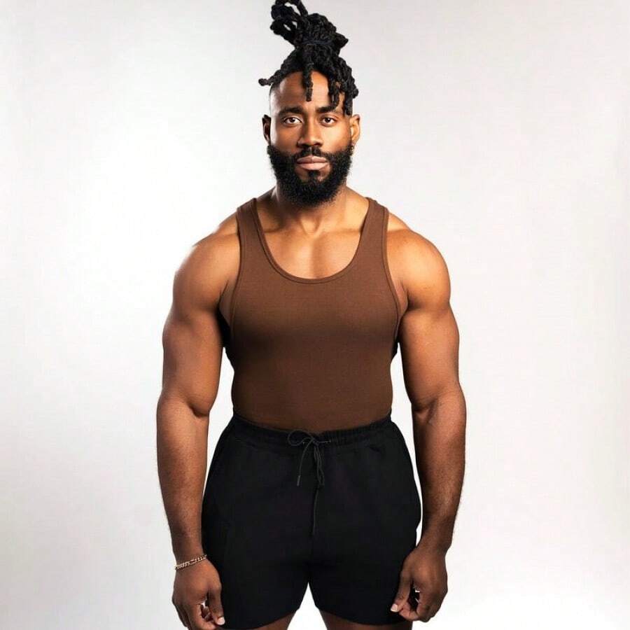 EKKO BEATERS (Please Size Up) Cotton Spandex 340gsm Sleeveless Shirt Classic Top - Men's Shirt With Classic Design - Brown - View 1