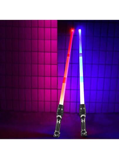 Set de 2 espadas extensibles con LED, de material PVC duradero, excelente para regalos de Halloween y Navidad, diversión interminable con tira de luz transformable