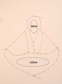 1pc Gold Bling-Bling Rhinestone Bikini Body Chain, Sexy Chest Chain Jewelry For Beach Photography - Gold - View 6