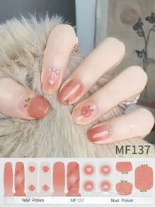 20片秋季美甲贴纸，凝胶贴纸，红色美甲、蓝色美甲、黑色美甲、白色美甲、粉色美甲、法式美甲、情人节爱心美甲、花朵、渐变美甲贴纸、粉色美甲贴纸、全渐变美甲贴纸、圣诞美甲贴纸套装，适合女性日常及节日DIY美甲用品 - 橘色 - 查看 7