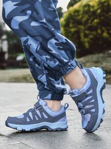 Chłopięce wiosenne buty sportowe na świeżym powietrzu, niskie, zapinane na rzep, antypoślizgowe, turystyczne trampki dla dzieci - Jasnoniebieski - Zobacz 4