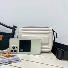 1pc PU Leather Casual Crossbody/Shoulder Bag, Water Resistant, Zipper Closure, For Men, Shopping/Party/Clubbing Sling Bag - White - View 3