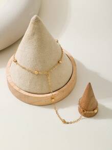 女款手指链 新款时尚球形手指链 多功能日常礼物（指扣、豆链、豆子数量和位置随机） 手指扣 链豆随机发货