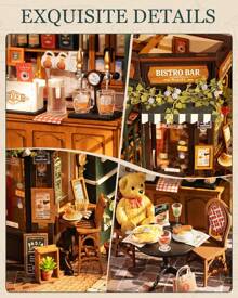 Rolife Tipsy Restaurant DIY Miniature House Kit 1:18 Coffe & Bar Dollhouse  Model Kits Miniature Dolls House Kit For Adults Mini House Home Desk Bookshelf Decoration - Multicolor - View 9