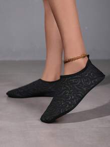 女士黑色水上运动鞋，休闲徒步游泳防滑水鞋，适合海滩度假旅行、瑜伽居家、户外钓鱼