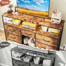 EnHomee TV Stand Dresser With LED Lights For 50" TV Stand For Bedroom With 5 Drawers Wide Dresser For Bedroom Dresser With Shelves For Living Room, Sturdy Metal Frame, Mother's Day Decor, Room Decor, Home Deco - 查看 6