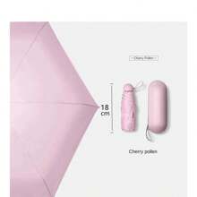 Portable Folding Umbrella UPF50+ Sunscreen 6 Ribs Waterproof 190T Umbrella Cover Dual-Purpose Capsule Umbrella With Storage Box Iron Handle Iron Shaft Iron Frame Leisure Style Manual Opening And Closing Are Suitable For Holiday Gifts.