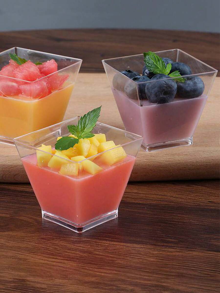 15 件，可爱甜点杯，迷你布丁罐，夏季甜点杯美味开胃菜，水果，冰淇淋，慕斯蛋糕，家庭聚会甜点杯，可重复使用 - 透明 - 查看 1