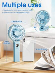 1pc Mini Portable Fan, Handheld Fan Personal Mini Fan USB Rechargeable,90° Foldable Battery Operated Mini Fan With LED Display, Desk Fan Working Time For Office Bedroom Outdoor Travel Camping Back To School Supplies - Multicolor - View 14