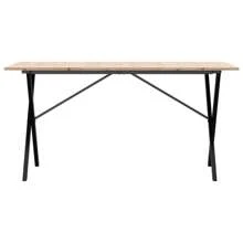 Table à manger structure en X 160x80x75 cm acier massif bois de pin