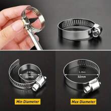 不锈钢软管夹，可调节管夹，16-25 毫米范围，适用于家庭管道、汽车和工业用途的夹具