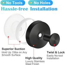 1/4 Stücke Badezimmer Saugnapf Haken aus Edelstahl, Bademantel- und Handtuchhalter, Wandmontage ohne Bohren, wiederverwendbar mit starker Haftung