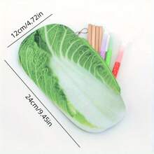 1 pieza Estuche de lápices de peluche creativo y divertido en forma de verdura, de gran capacidad para guardar lápices y bolígrafos