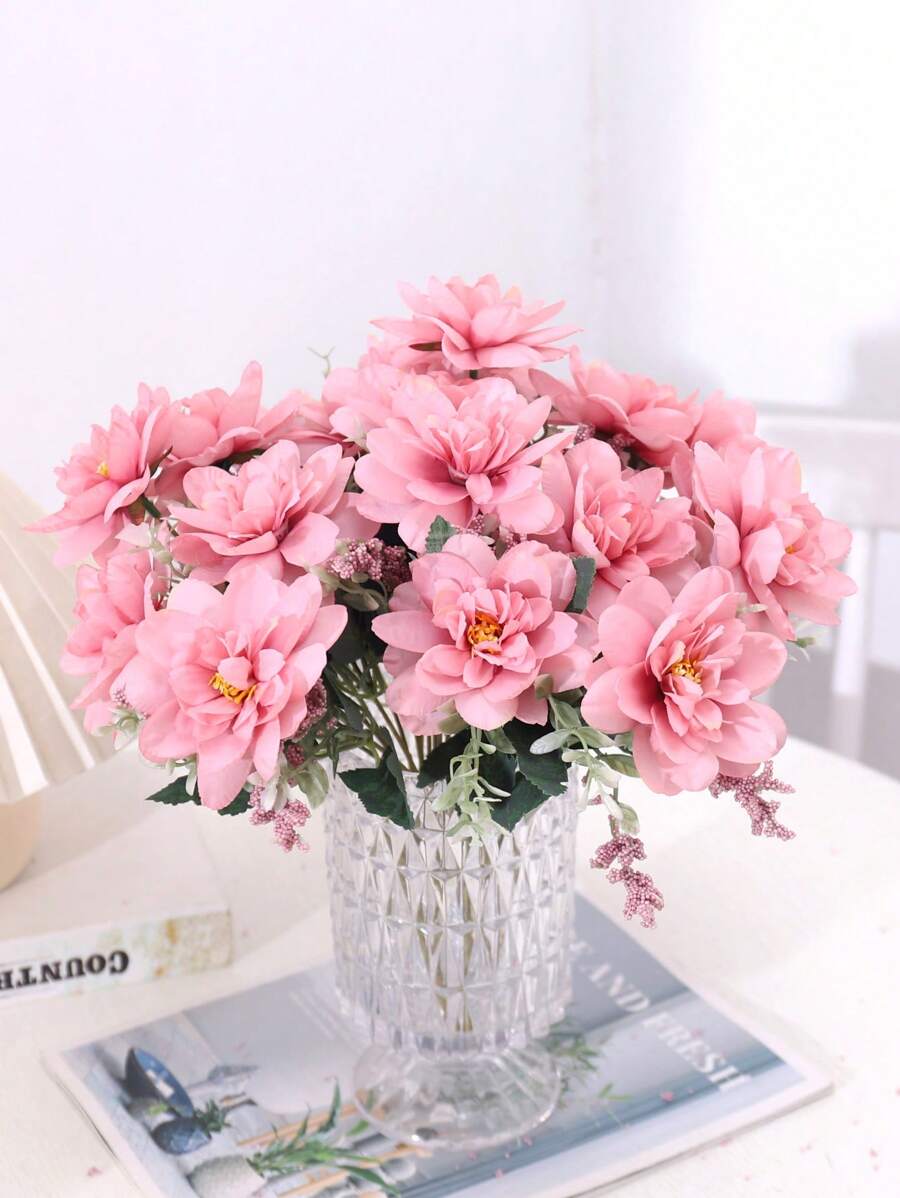 1Bó hoa mẫu đơn nhân tạo hoa lụa bó hoa mẫu đơn giả sắp xếp hoa cho trang trại nhà Boho bàn tiệc cưới trung tâm, hoa nhựa giả số lượng lớn để trang trí bình hoa - Nhiều màu - Xem 1