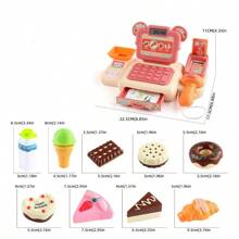 互动超市收银玩具，迷你模拟收银机游戏套装，含游戏币及配件，角色扮演游戏套装，扫描仪，声光效果。益智角色扮演游戏，节日礼物，生日礼物，儿童超市，超市收银机，迷你超市，奶油蛋糕，冰淇淋甜点 - 彩色 - 查看 16