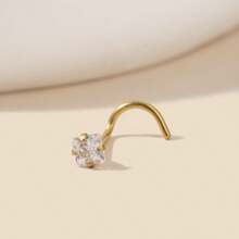 1/5 件时尚 316L 不锈钢方晶锆石嵌入式心形、星形、几何形、圆形、方形鼻钉、鼻环鼻夹、多功能身体穿孔珠宝配饰、礼物 - 金黃色 - 查看 4