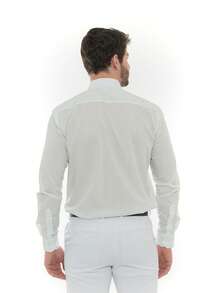 White Slim Long Sleeve Dress Shirt - Green - View 4