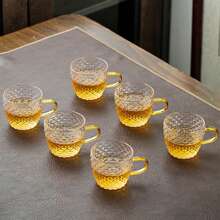 12/6/4/2pcs 120ml Dragon Scale Patterned Glass Cup, High Quality Glass Cup, Tea Cup, Hot & Cold Drink Cup, Suitable For Tea, Coffee, Home, Office, Cafe - Clear - View 5