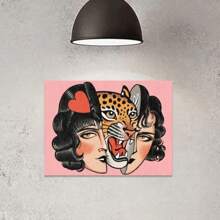 1 Pieza Póster de Lienzo Art Deco Retro Moderno, Impresión de Arte de Pared de Tigre de Amor Mal, Obra de Arte de Tinta Sin Marco, Adecuado para Oficina en Casa, Sala de Estar, Dormitorio, Baño, Cocina - Orientación Horizontal Interior, Decoración de Tigre - transparente - Ver 10