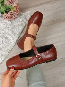 Eleganckie, wygodne, płaskie, miękkie podeszwy i miękka powierzchnia, styl wróżki, jesienne baleriny damskie z 2025 roku - Brązowy - Zobacz 5