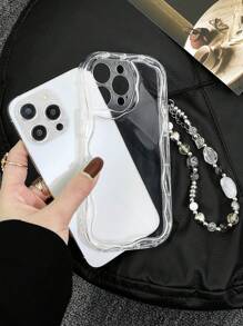 1个透明波浪纹TPU防震手机壳，带腕带，简约设计，兼容 X、XR、XS Max、11、12、13、13 Pro、13 Pro Max、14 Pro Max、15、15 Pro、15 Plus、15 Pro Max、16、16 Pro、16 Plus、16 Pro Max、17、17 Air、17 Pro、17 Pro Max - 無色 - 查看 4