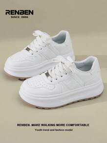 RENBEN Renben Damen Blau/Rote Segeltuch Sneaker Frühjahr 2025, dicke Sohle, leicht, stoßabsorbierend, retroer Lässig schuh