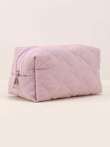 1pc Solid Colour Basic Style Cosmetic Bag,Large Capacity Basic Style Makeup Bag,Stylish And Portable Holds Lipstick, Toiletries, Coins, Keys, Etc,Travel Cosmetic Bag For Women