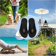 Men Flip Flop Sandals Comfortable Flip Flops Men Summer Beach Pool Shower Shoes - Black - View 6