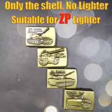 Estuche metálico con diseño en relieve 3D con forma de tanque retro para encendedor ZP (Sólo el estuche, no incluye el encendedor) - 1 carcasa aleatoria con forma de tanque (sin encendedor) - Ver 5