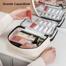 Ahania Double Layer Toiletry Bag Double Divider Transparent Waterproof Makeup Organizer Portable Travel Toiletry Large Capacity - màu đen - Xem 2