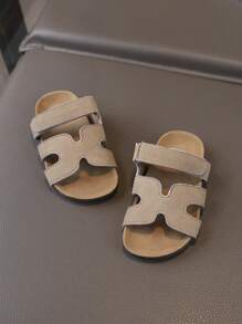 Fashionable & Versatile Soft Bottom Comfortable Lightweight Slip-On Sandals For Toddlers, Suitable For Indoor & Outdoor Wear - Khaki - View 3