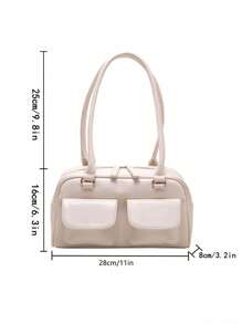Large Capacity PU Solid Color Simple Shoulder Bag For Women, Fashion Versatile Suitable For Daily, Shopping, Dating, Traveling, Gift
