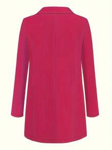 Nuevo traje informal de moda con cuello de solapa y chaqueta delgada para mujeres, blazer elegante para primavera y otoño - Rosa Fucsia - Ver 2