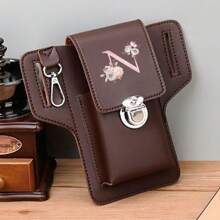 Stylish PU Leather Waist Bag For Men's Mobile Phone Waist Bags Fanny Pack Organizer Fashion Outdoor Storage Bag Lightweight Flip Phone Pack Belt Bag, Cards Holder-Holds Phone For Travel - Brown - View 23