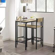 SoBuy OGT03 Bar Table Set 3-Piece Bistro Table Balcony Furniture Bistro Furniture Dining Table - Grey - View 4