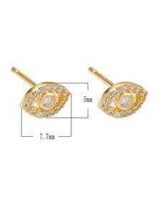 1 Cặp Hoa tai mắt quỷ bằng bạc Sterling S925, Hoa tai đính đá Zirconia sang trọng dành cho nữ - Vàng - Xem 4