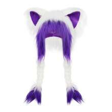 毛皮服装猫耳朵头饰毛绒毛皮帽子适合万圣节角色扮演服装派对头饰