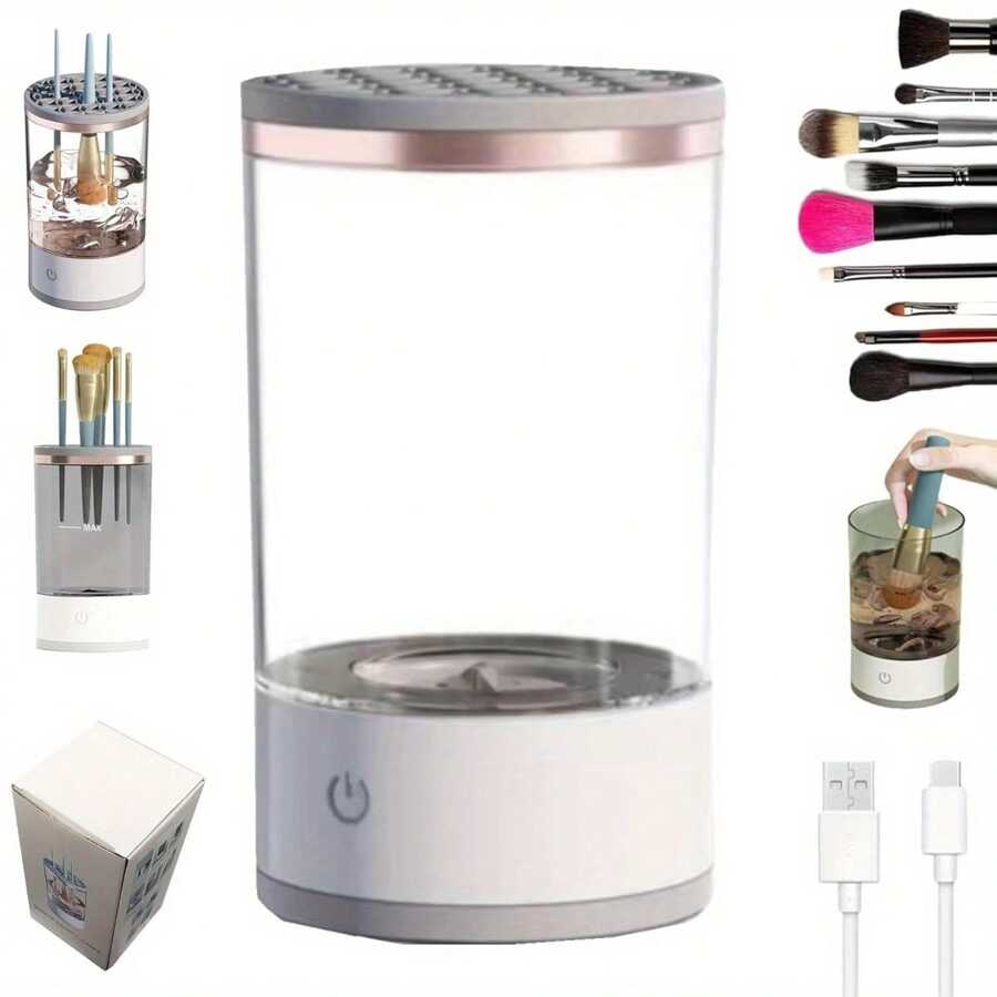 Beauty Swirl Cosmetic Brush Cleaner, Beautyswirl Cosmetic Brush Cleaner, Makeup Brush Cleaner Machine With Brush, Makeup Brush Cleaner Women's Day Gift - White - View 1