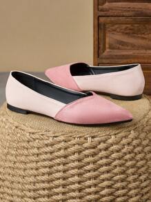 WHDXY 女士性感平底尖头绒面芭蕾平底鞋，软底休闲办公工作鞋，紫色百搭复古小众豹纹一脚蹬芭蕾鞋搭配连衣裙 - 粉色 - 查看 6