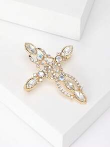 Fashionable Rhinestone Cross Brooch For Women Dress Suit Pin Accessories Party Banquet Gift