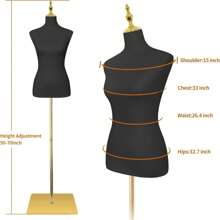 Dress Form Mannequin For Sewing Female Beige Leather Manikin Torso With Detachable High Stability Metal Stand Adjustable Height - 黑色 - 查看 5