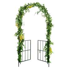 Lifezeal Garden Arch Arbor Trellis With Gate 7.5 Ft Patio Archway Pergola For Wedding Summer Birthday Gifts Beach Back To School School Supplies Room Decor - Black - View 1