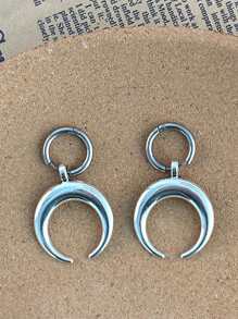 Vintage Gothic Grunge Punk Hip Hop Style Moon Pendant Earrings Minimalist Metal Crescent Drop Dangle Hoops Earrings For Women Men Daily Wear Rock Ear Jewelry - Moon Hoop Earrings - View 1