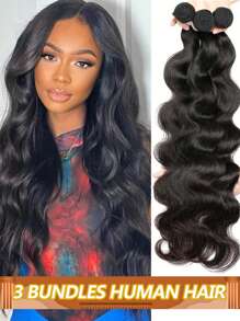 Body Wave 3 束巴西雷米未加工人发波浪双面拉发束编织接发自然深黑色